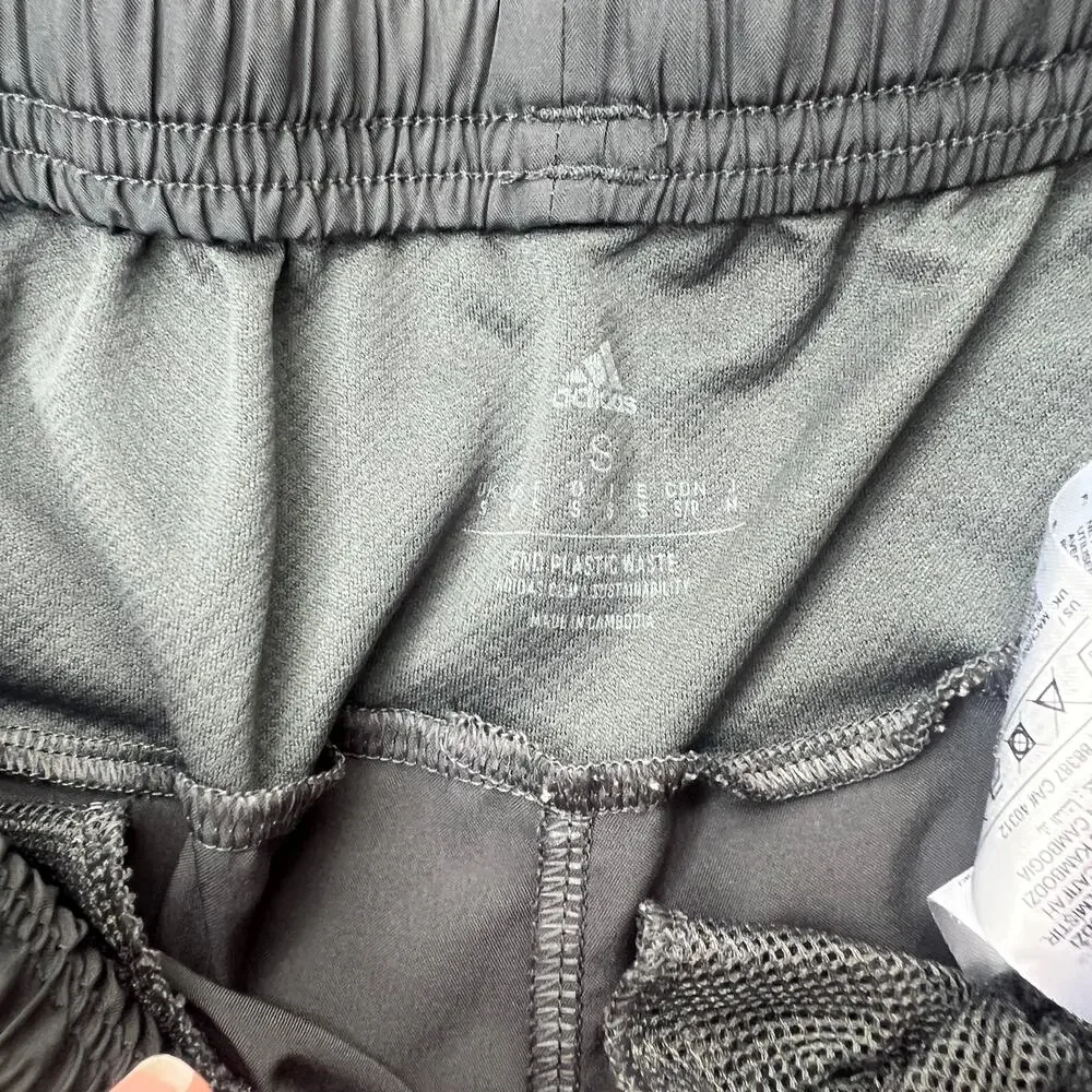 Adidas Black Elastic Waist Drawstring Black Shorts Small